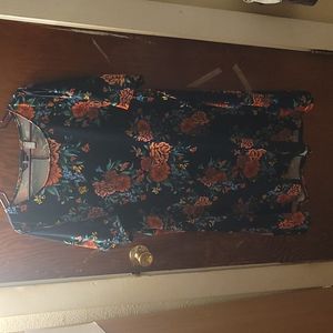 Nina Leonard, dress with pockets, navy with floral print, size 2X